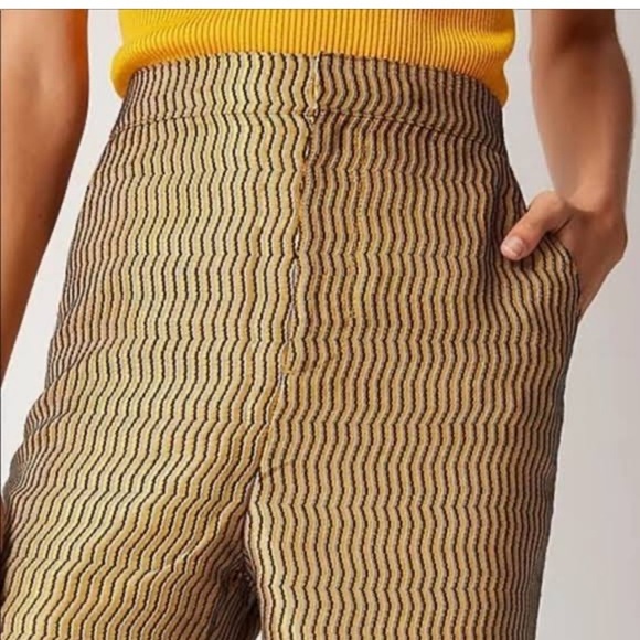 Anthropologie Maeve Melyssa Gold Jacquard Trousers - Picture 2 of 10